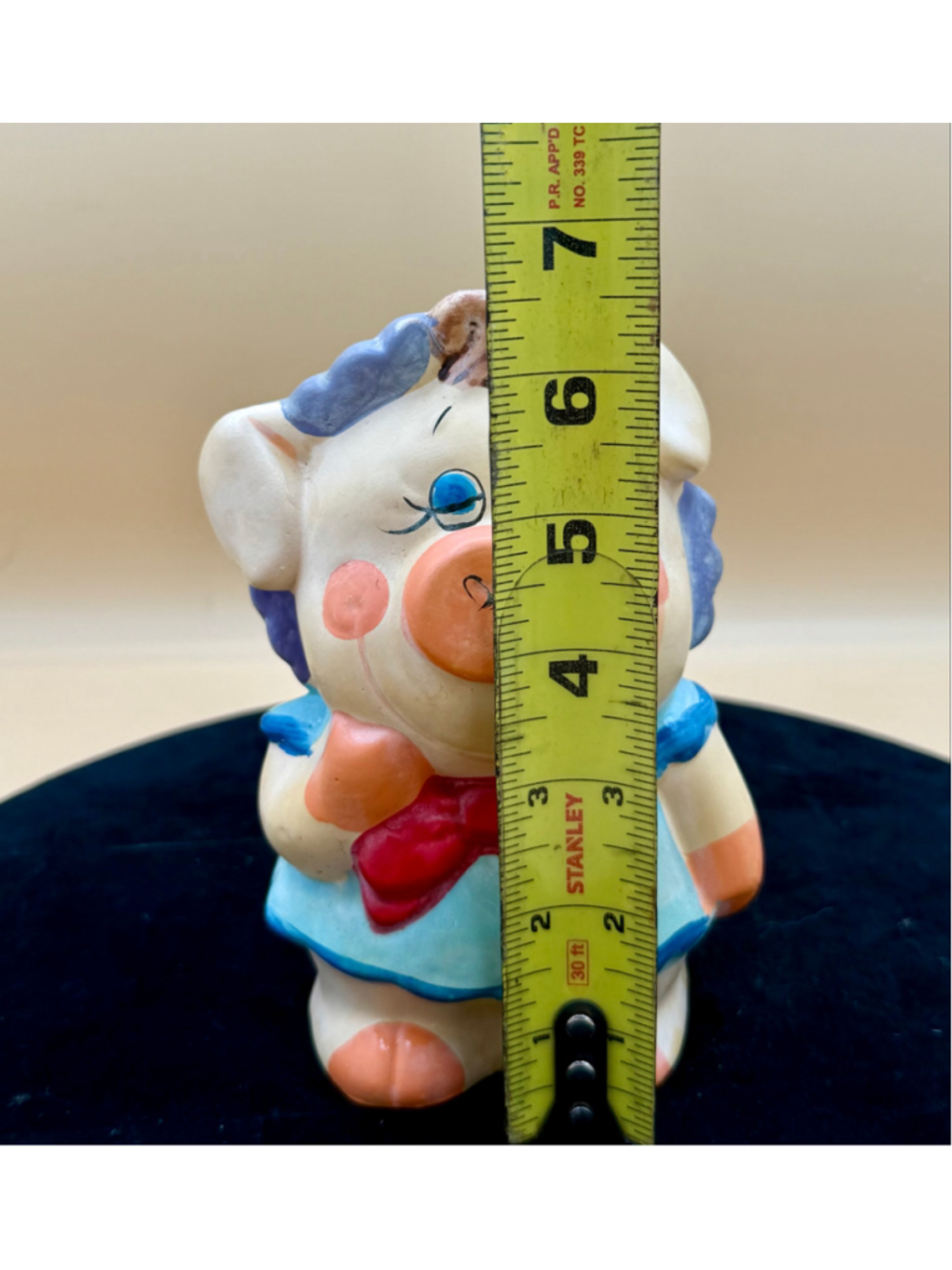 Vintage Chalkware Piggy Bank Hand Painted Whimsical Pig Coin Bank Made in China - Picture 14 of 15